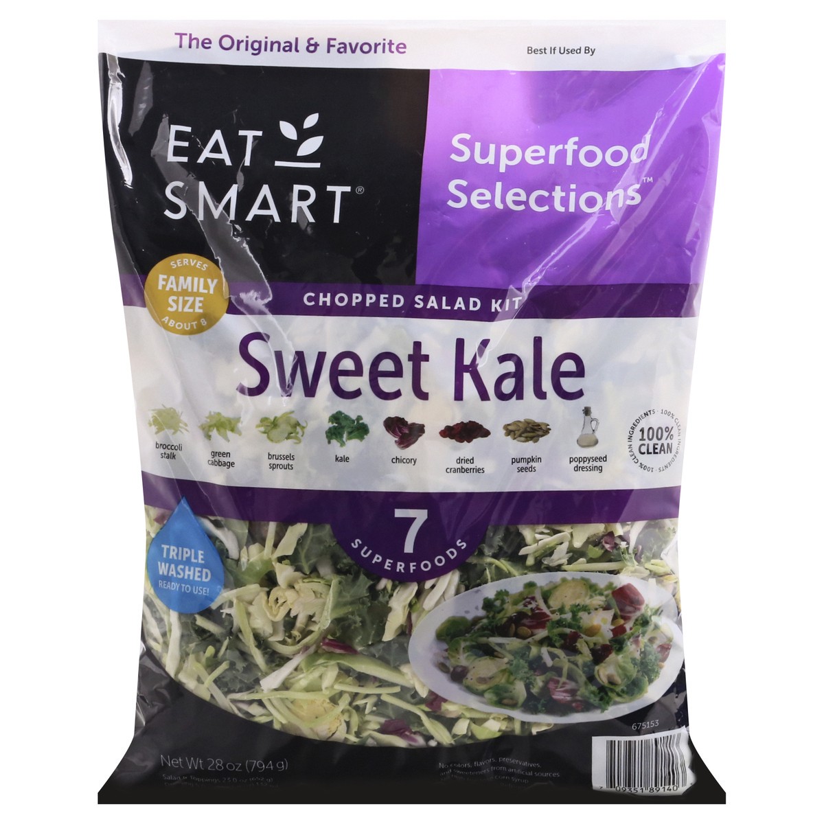 slide 1 of 12, Eat Smart Family Size Sweet Kale Chopped Salad Kit 28 oz, 28 oz