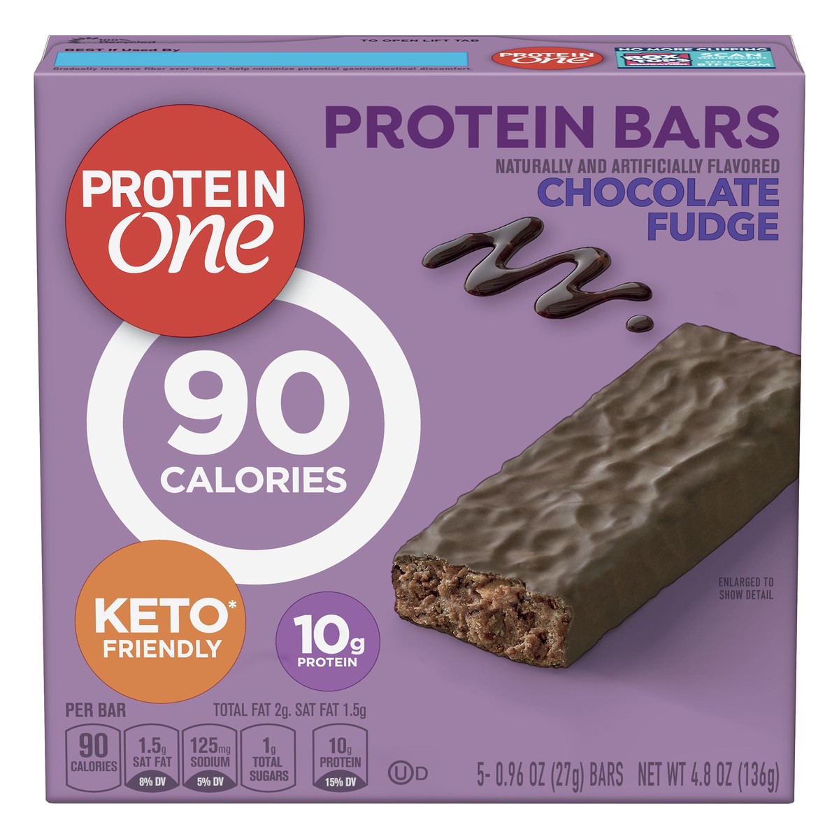 slide 1 of 1, Protein One 90 Calorie Protein Bars, Chocolate Fudge, Keto Friendly, 5 ct, 5 ct