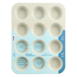 Grand Gourmet Structured Silicone 12-Cup Muffin Pan (Cream)