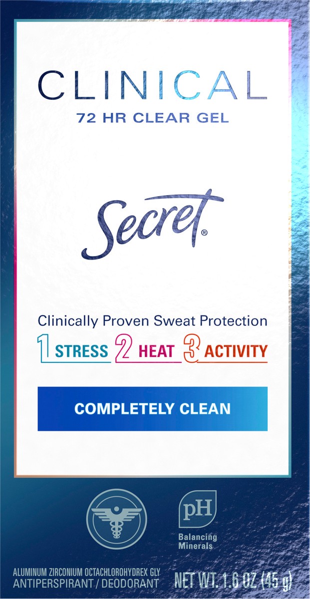 slide 2 of 3, Secret Clinical Strength Clear Gel Antiperspirant and Deodorant for Women, Completely Clean, 1.6 oz, 1.6 oz