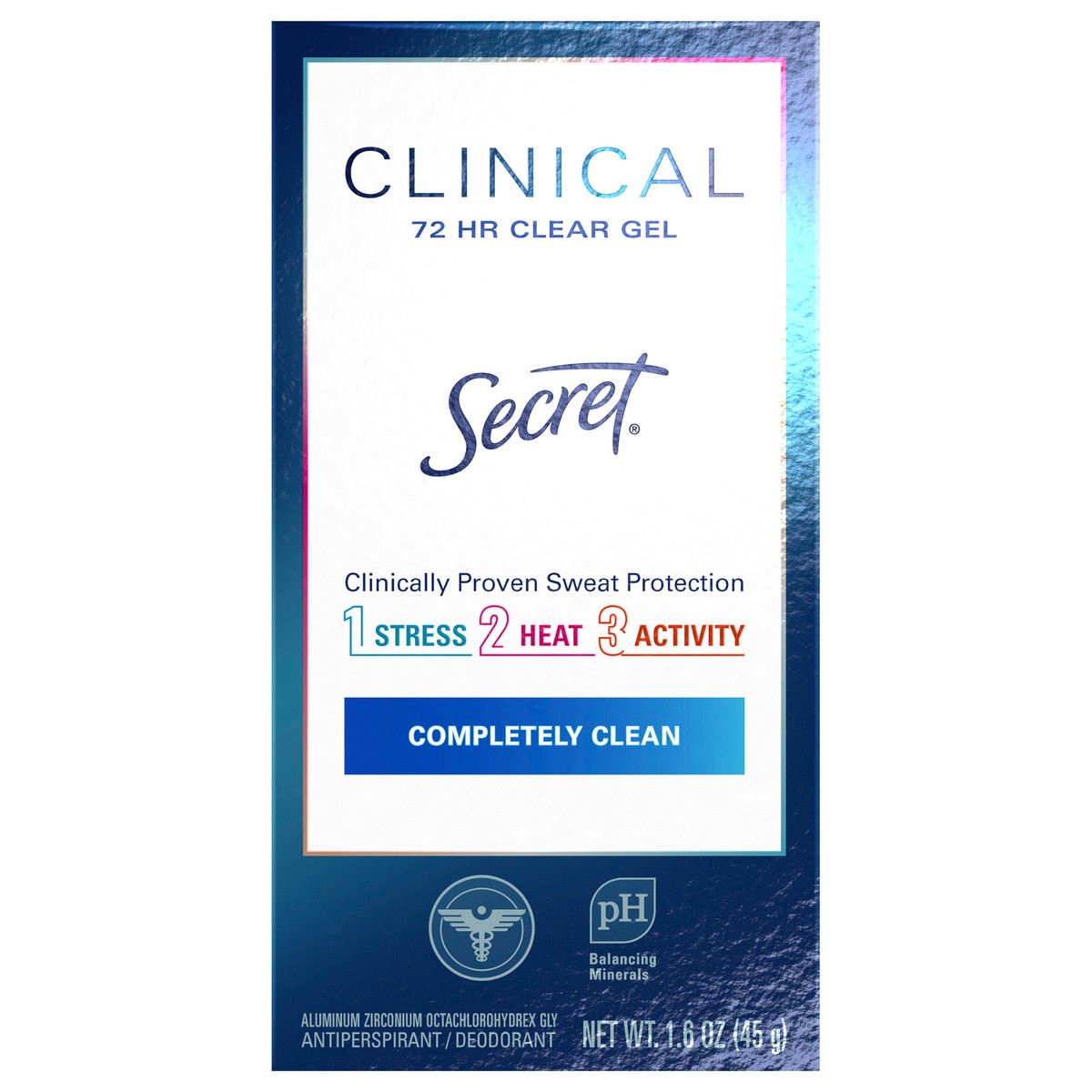 slide 1 of 3, Secret Clinical Strength Clear Gel Antiperspirant and Deodorant for Women, Completely Clean, 1.6 oz, 1.6 oz