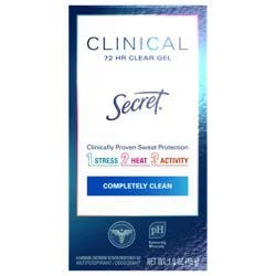 Secret Clinical Strength Clear Gel Antiperspirant and Deodorant for Women, Completely Clean, 1.6 oz