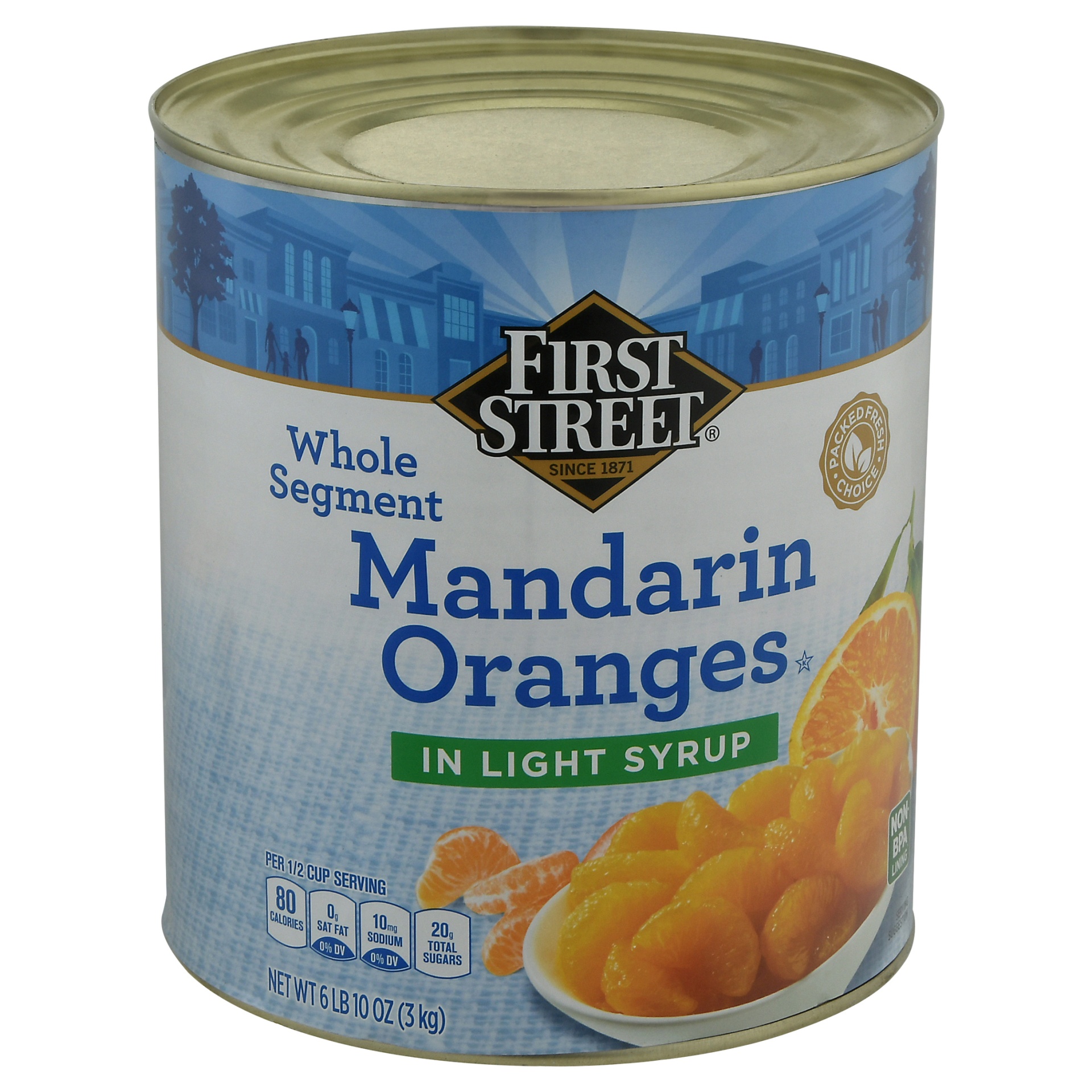 slide 1 of 1, First Street Mandarin Oranges In Light Syrup, 107 oz