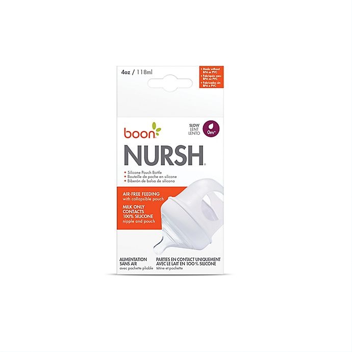 slide 8 of 9, Boon NURSH Silicone Pouch Bottle - White, 4 oz