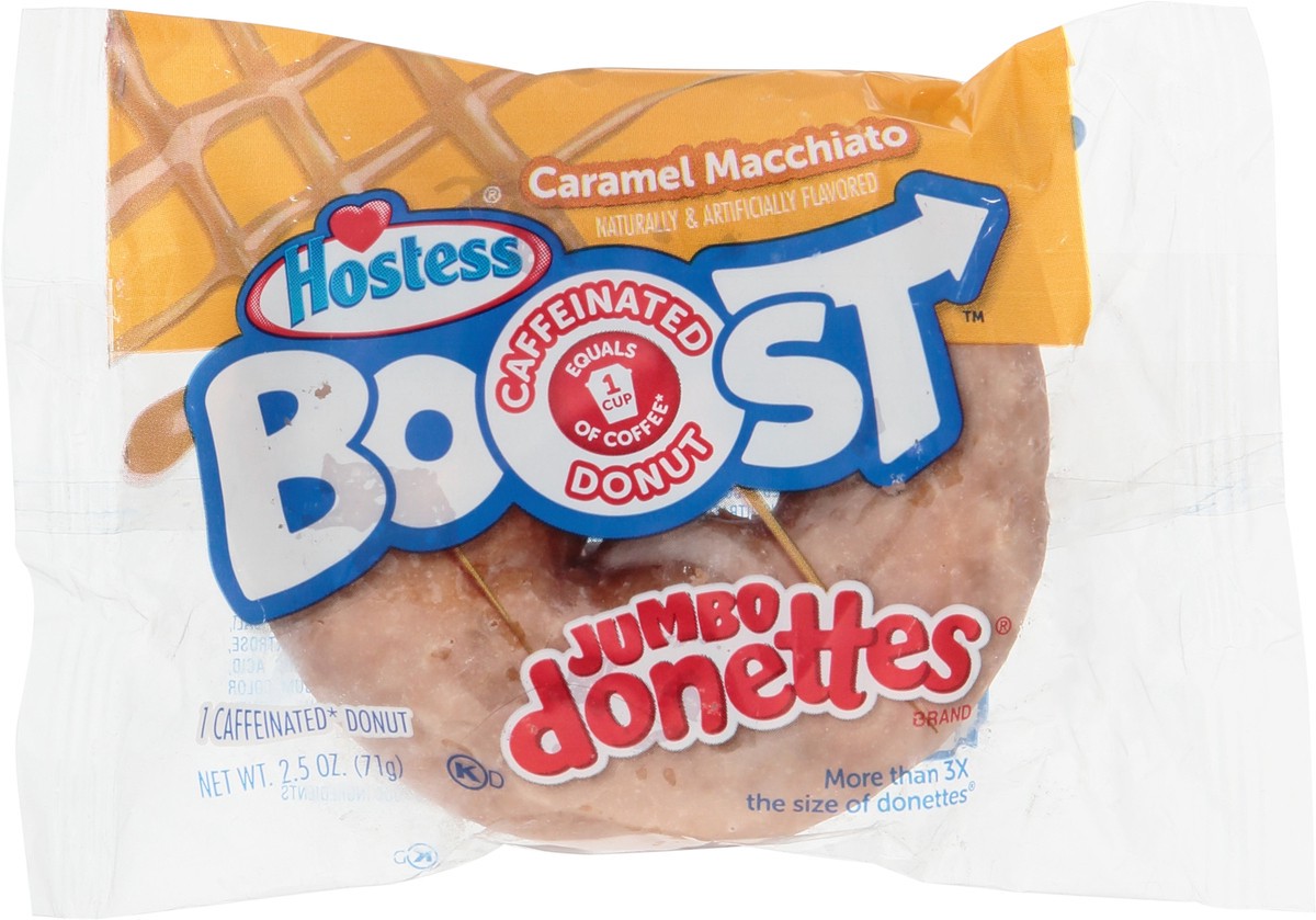 slide 10 of 10, HOSTESS Boost Caramel Macchiato Flavored Jumbo DONETTES, Caffeinated Donut, Single Serving, 1 Count, 2.5 oz, 2.5 oz