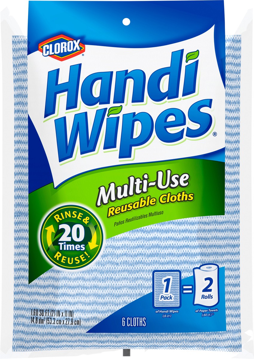 slide 4 of 7, Clorox Handi Wipes Multi-Use Reusable Cloths 6 ea, 6 ct