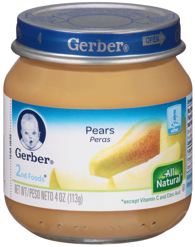 slide 1 of 1, Gerber Pears, 4 oz