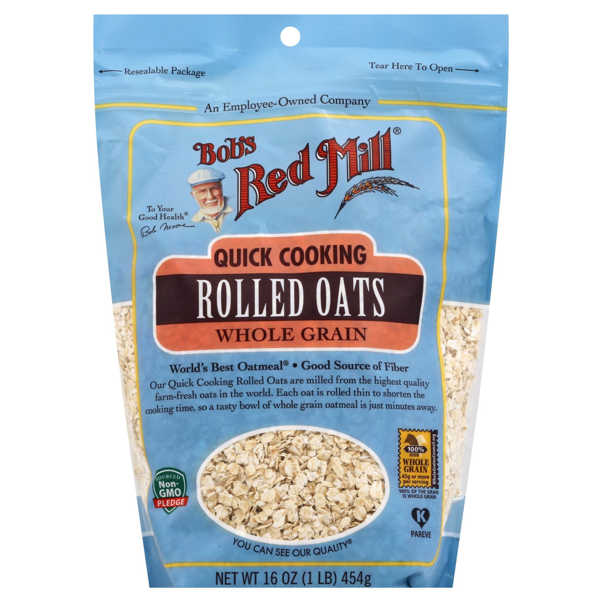 slide 1 of 1, Bob's Red Mill Quick Cooking Whole Grain Rolled Oats, 16 oz