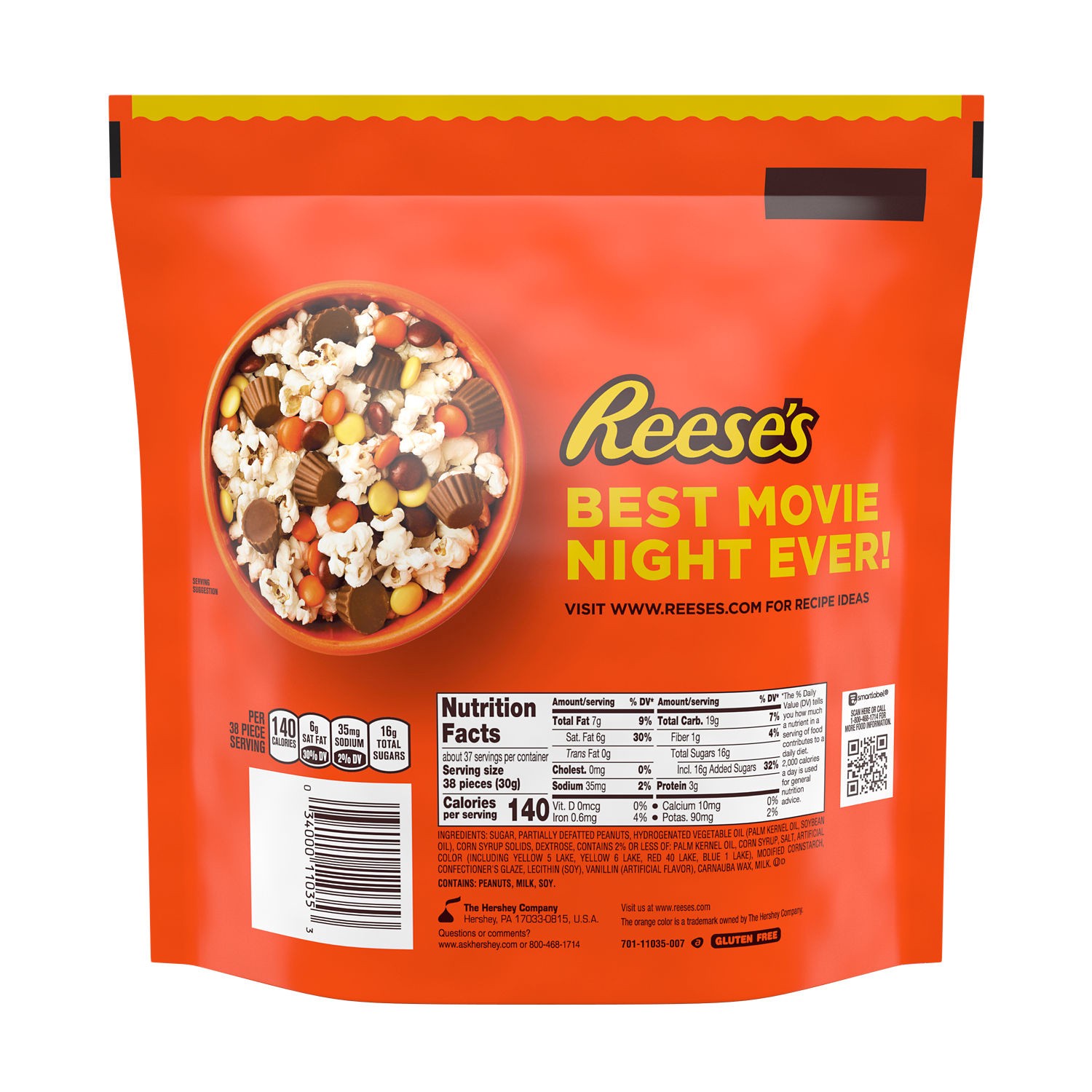 slide 7 of 7, Reese's Pieces Peanut Butter In a Crunchy Shell, Candy Party Pack, 39 oz, 39 oz