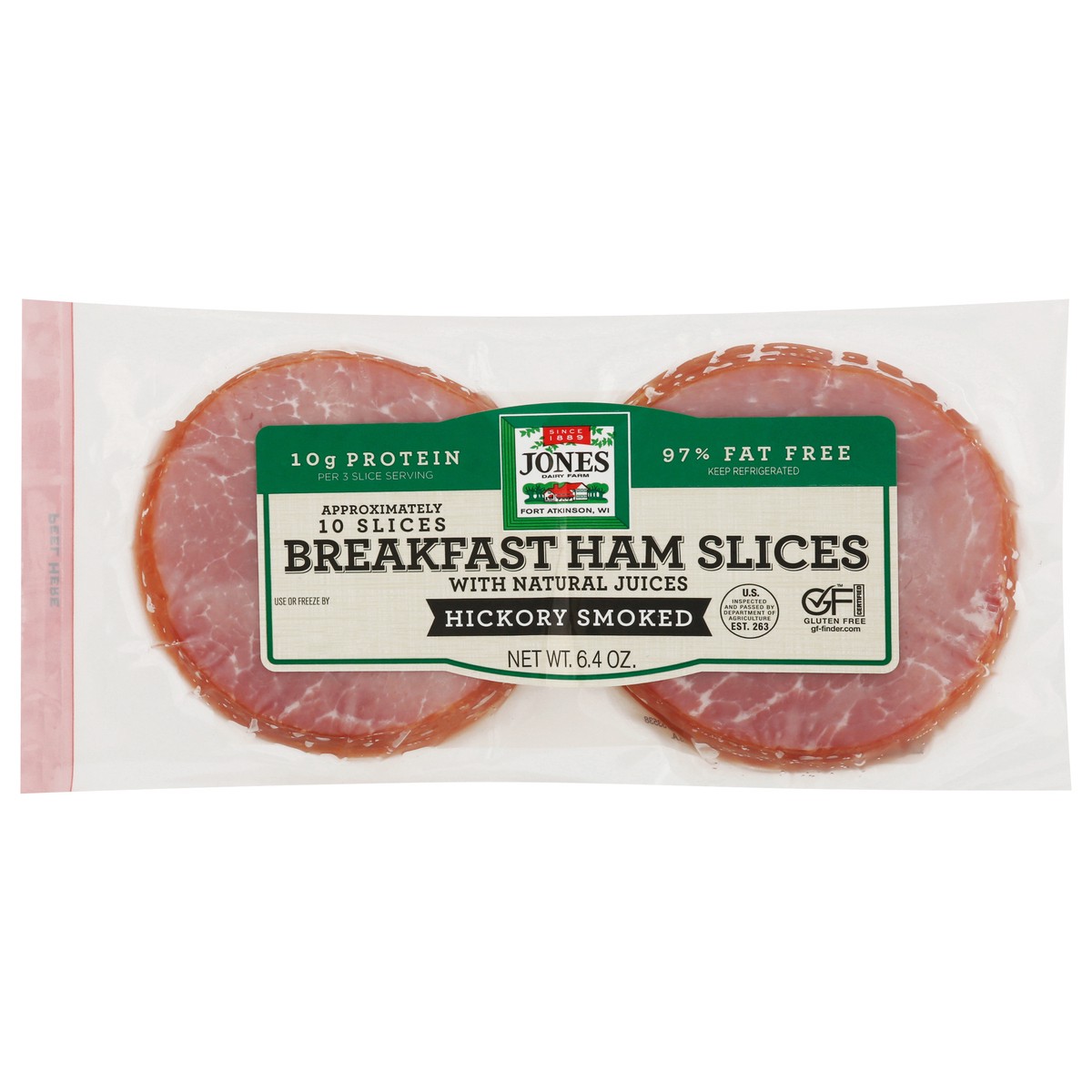 slide 10 of 13, Jones Dairy Farm Hickory Smoked Breakfast Ham Slices 6.4 oz, 6.4 oz