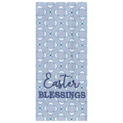 Meijer Corporate Seasonal Mcs Easter Blessings Geo Blue Embroidered Dual Kitchen Towel, 16 In X 26 In