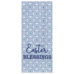 Meijer Corporate Seasonal Mcs Easter Blessings Geo Blue Embroidered Dual Kitchen Towel, 16 In X 26 In
