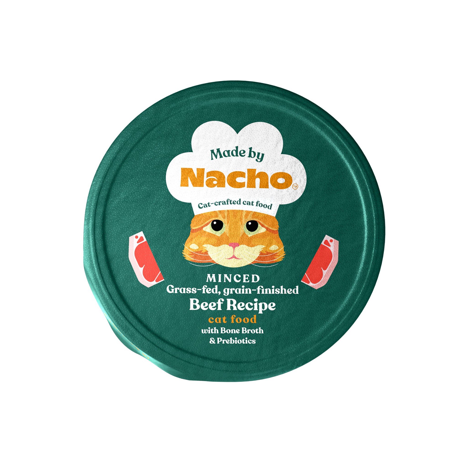 slide 1 of 1, Made By Nacho Grass-Fed, Grain Finished with Bone Broth & Prebiotics Wet Cat Food 2.5oz - Bee, 2.5 oz