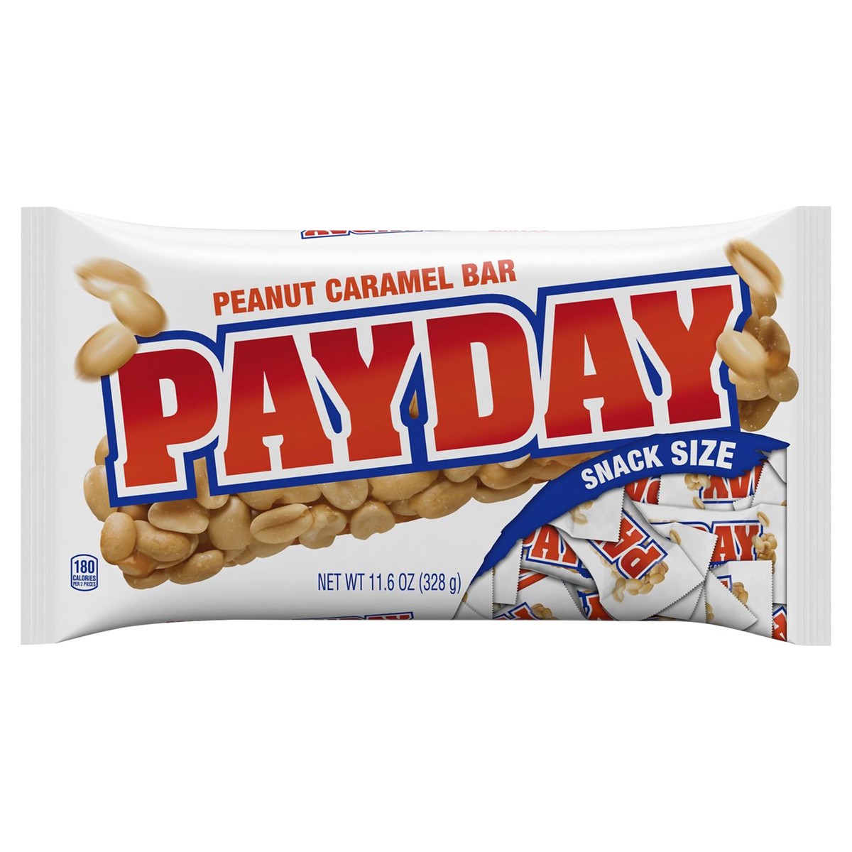 slide 1 of 1, PayDay Snack Size Peanut Caramel Bar, 11.5 oz