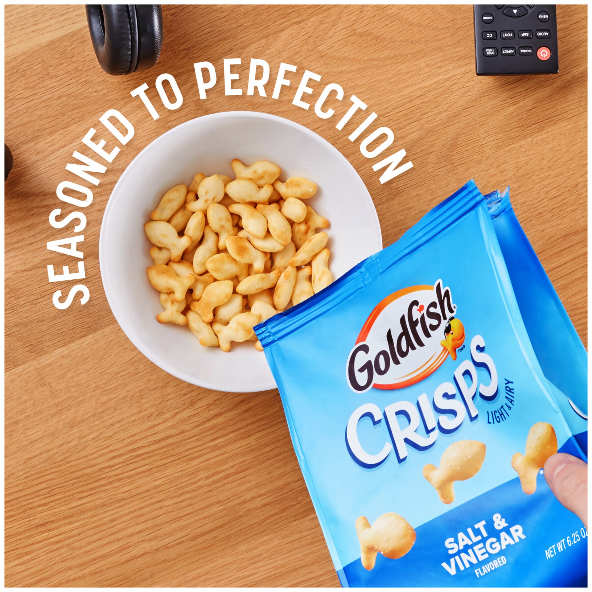 slide 6 of 10, Goldfish Crisps Salt & Vinegar Flavored Baked Chip Crackers, 6.25 Oz Bag, 6.25 oz