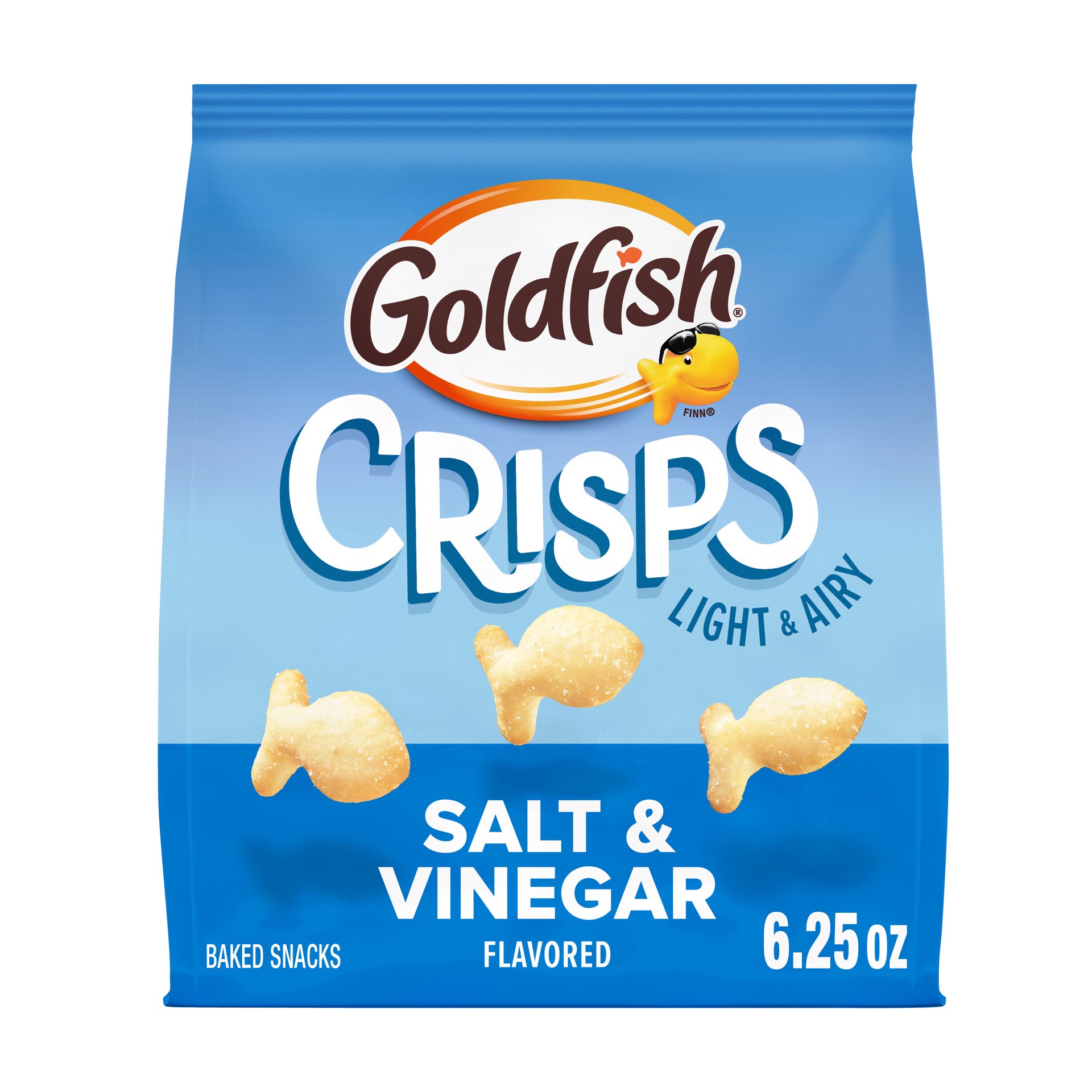 slide 1 of 10, Goldfish Crisps Salt & Vinegar Flavored Baked Chip Crackers, 6.25 Oz Bag, 6.25 oz