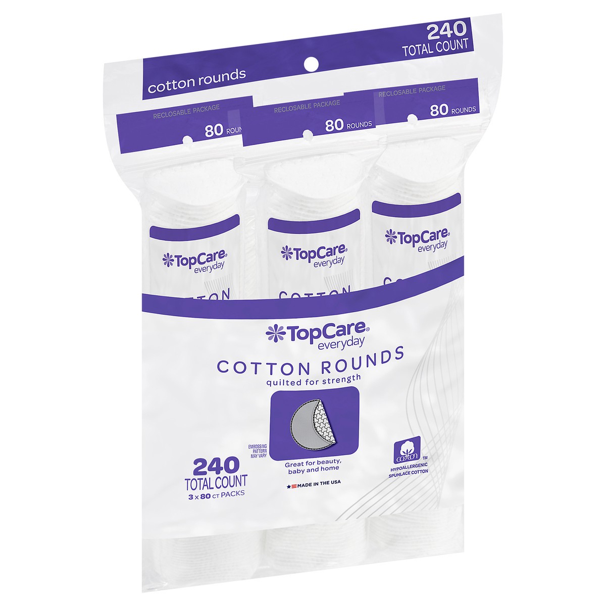 slide 7 of 12, Top Care Cotton Rounds 3 Pack, 2400 ct