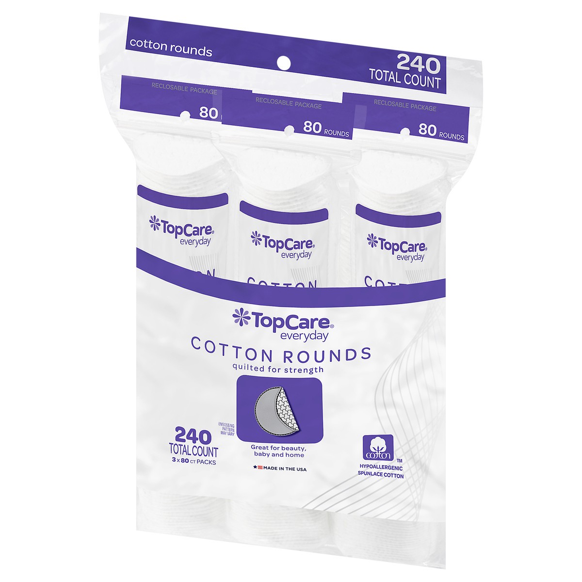 slide 5 of 12, Top Care Cotton Rounds 3 Pack, 2400 ct