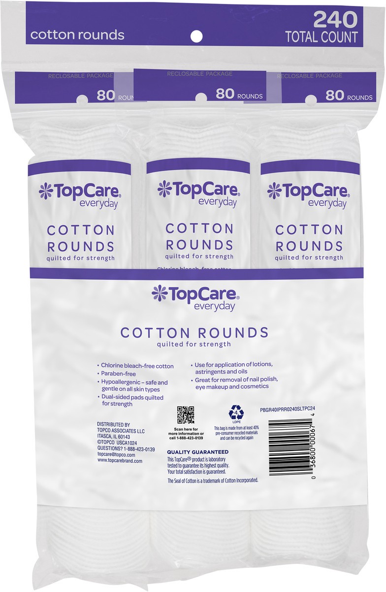 slide 4 of 12, Top Care Cotton Rounds 3 Pack, 2400 ct