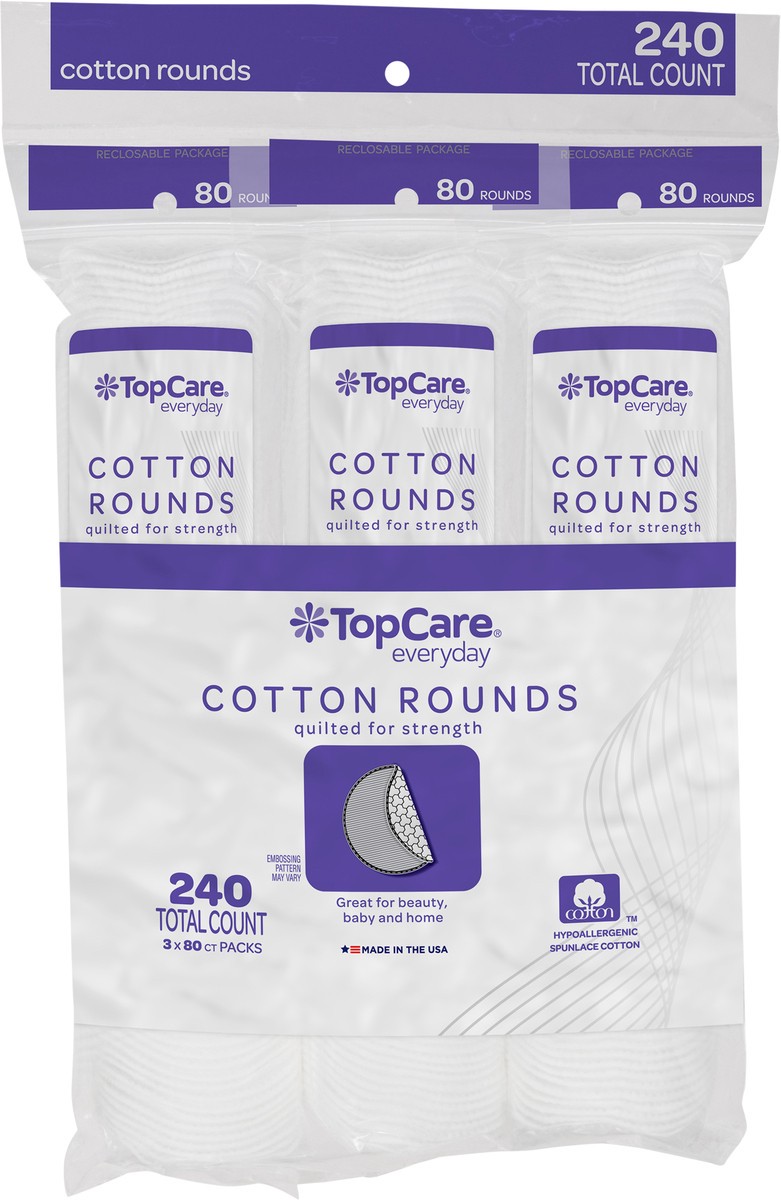 slide 2 of 12, Top Care Cotton Rounds 3 Pack, 2400 ct