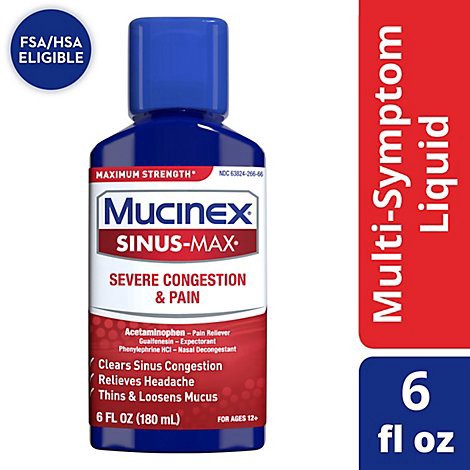 slide 1 of 1, Mucinex Sinus-Max - 6 Fl. Oz., 6 fl oz