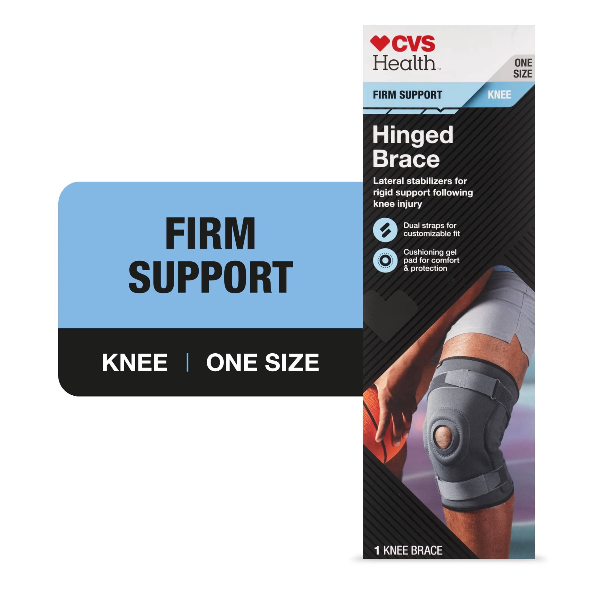 slide 1 of 1, CVS Health Firm Support Hinged Knee Brace, 1 ct