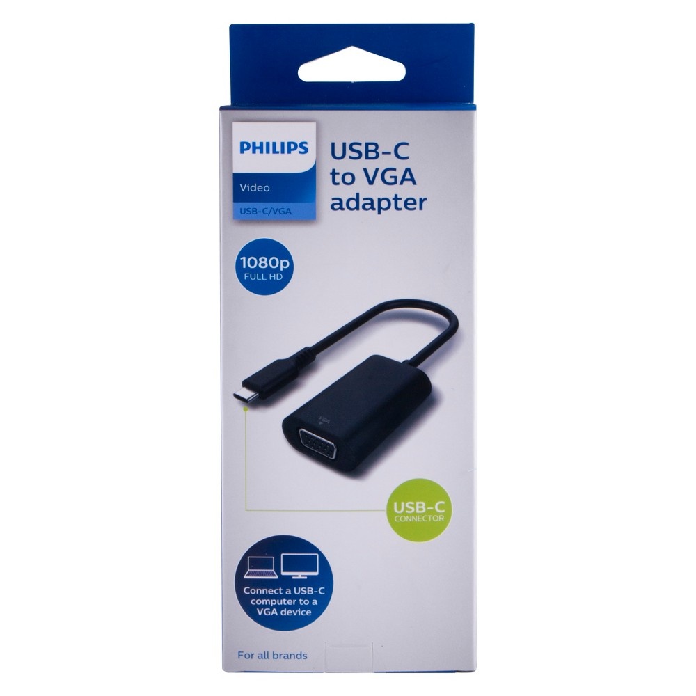 slide 2 of 4, Philips USB-C to VGA Adapter - Black, 1 ct