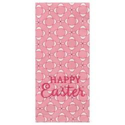 Meijer Corporate Seasonal Mcs Easter Blessings Geo Pink Embroidered Dual Kitchen Towel, 16 In X 26 In