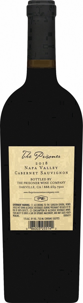 slide 22 of 39, The Prisoner Wine Company Napa Valley Cabernet Sauvignon Red Wine by The Prisoner Wine Company Wine Company, 750 mL Bottle, 25.36 fl oz