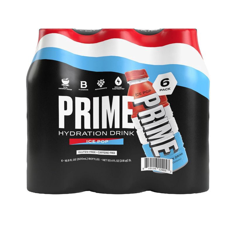 slide 1 of 4, Prime Hydration Ice Pop 6 Pack 16.9Oz, 6 ct