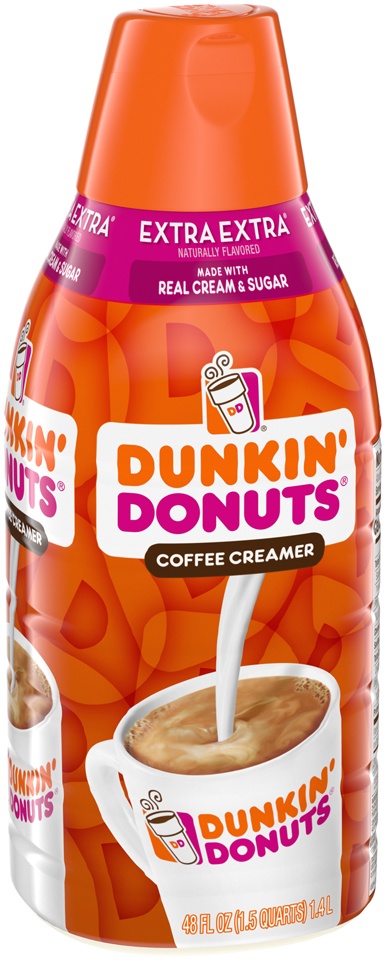 slide 2 of 8, Dunkin' Extra Extra Coffee Creamer, 48 oz., 48 fl oz