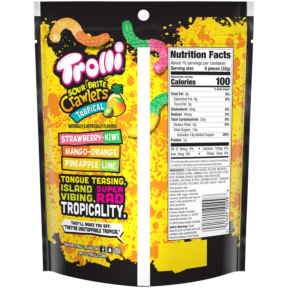 slide 2 of 2, Trolli Sour Brite Crawlers Minis Tropical, 11 oz