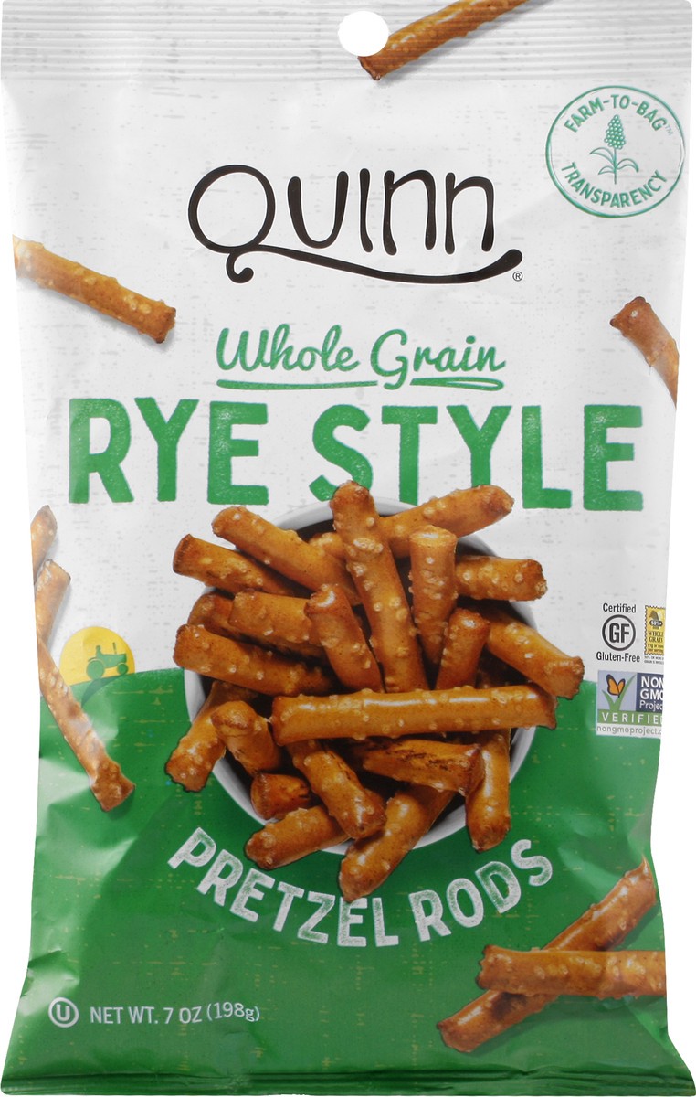 slide 1 of 9, Quinn Whole Grain Rye Style Pretzel Rods 7 oz, 7 oz