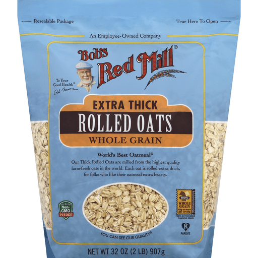 slide 2 of 2, Bobs Red Mill Hot Cereal Extra Thick Rolled Oats, 32 oz