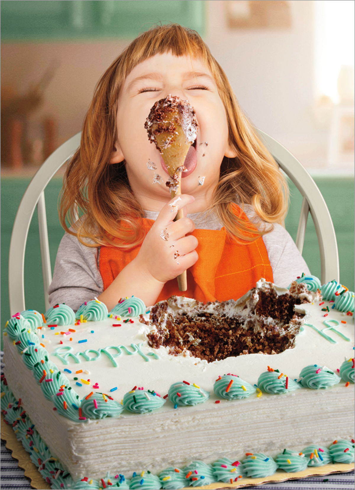 slide 1 of 1, Avanti Card Birthday Girl Cake Spoon alt, 1 ct