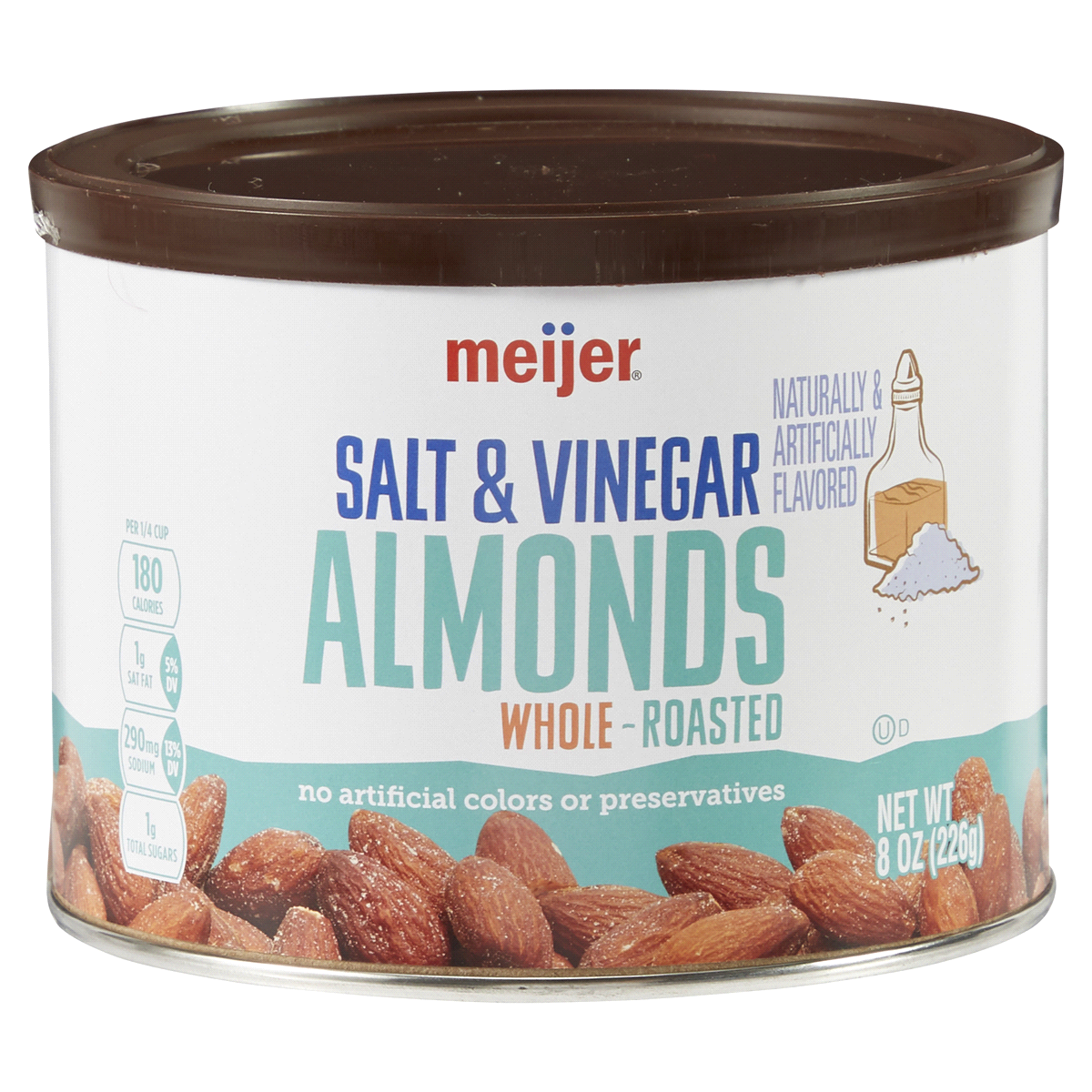 slide 1 of 5, Meijer Salt & Vinegar Roasted Whole Almonds, 8 oz