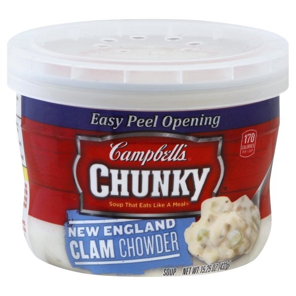 slide 1 of 8, Campbell's Chunky Soup, New England Clam Chowder, 15.25 Oz Microwavable Bowl, 15.25 oz