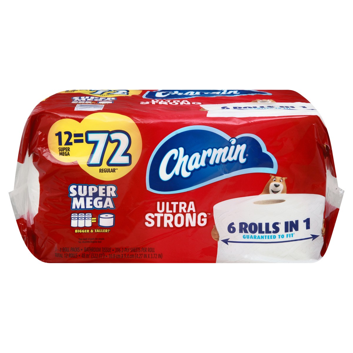 slide 1 of 9, Charmin Ultra Strong 2-Ply Super Mega Roll Unscented Bathroom Tissue 3 ea, 426 sheets