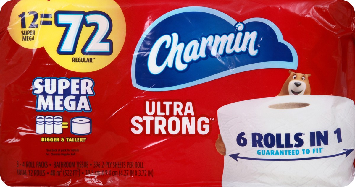 slide 6 of 9, Charmin Ultra Strong 2-Ply Super Mega Roll Unscented Bathroom Tissue 3 ea, 426 sheets