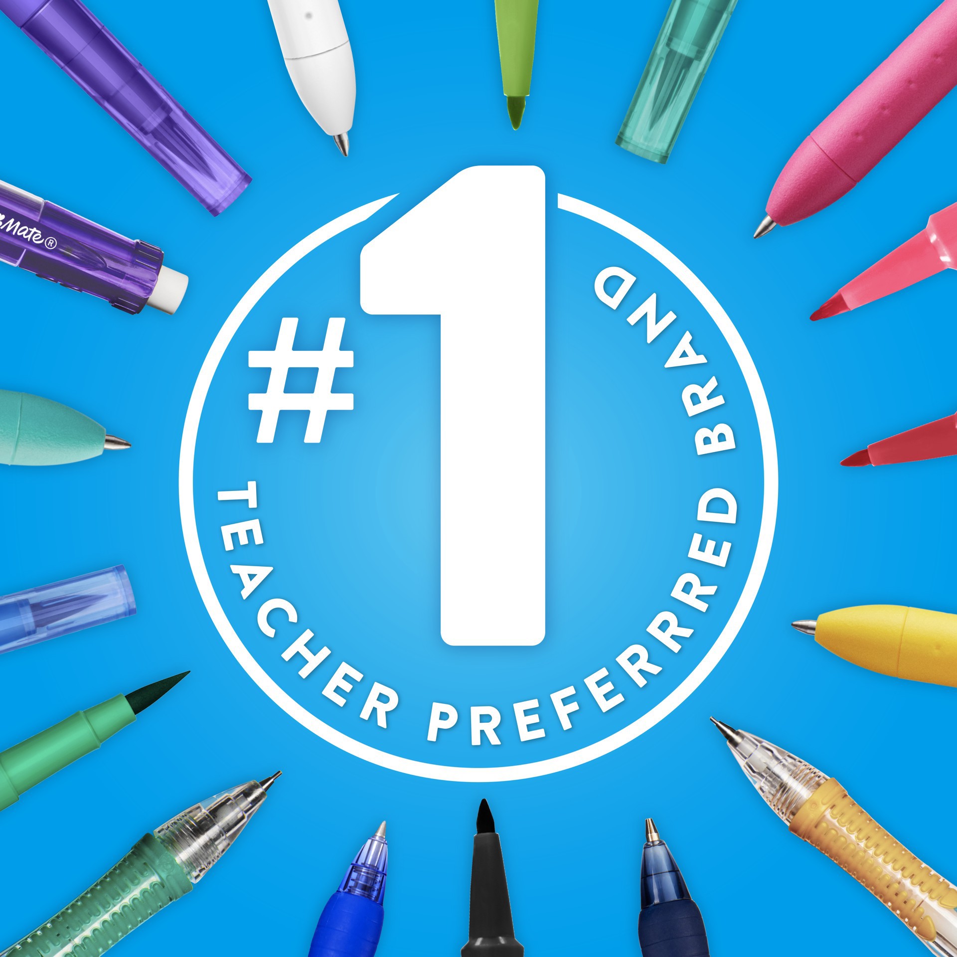 slide 7 of 8, Paper Mate Flair Felt Tip Pen Set, 6 Color Candy Pop, 0.7 mm