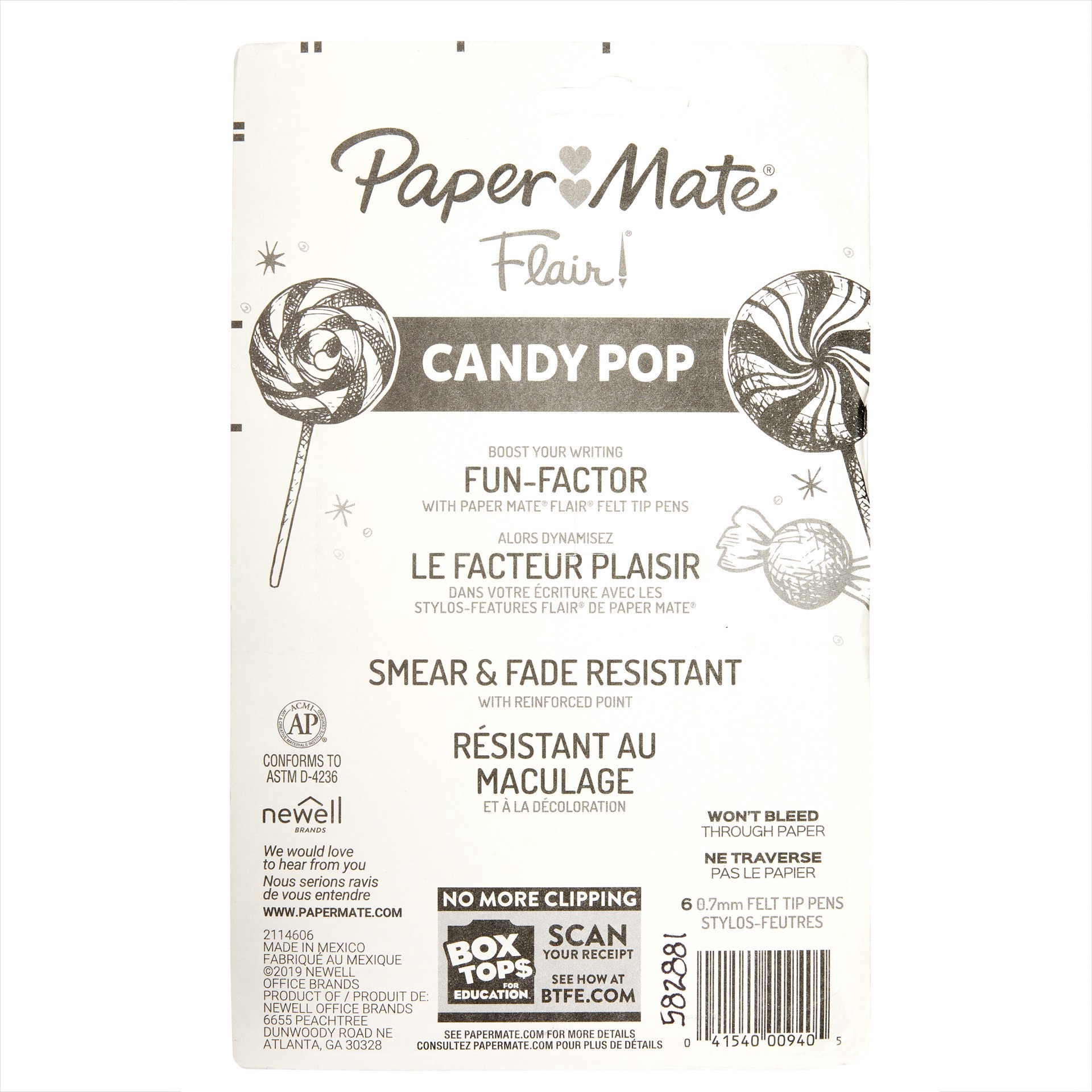 slide 3 of 8, Paper Mate Flair Felt Tip Pen Set, 6 Color Candy Pop, 0.7 mm