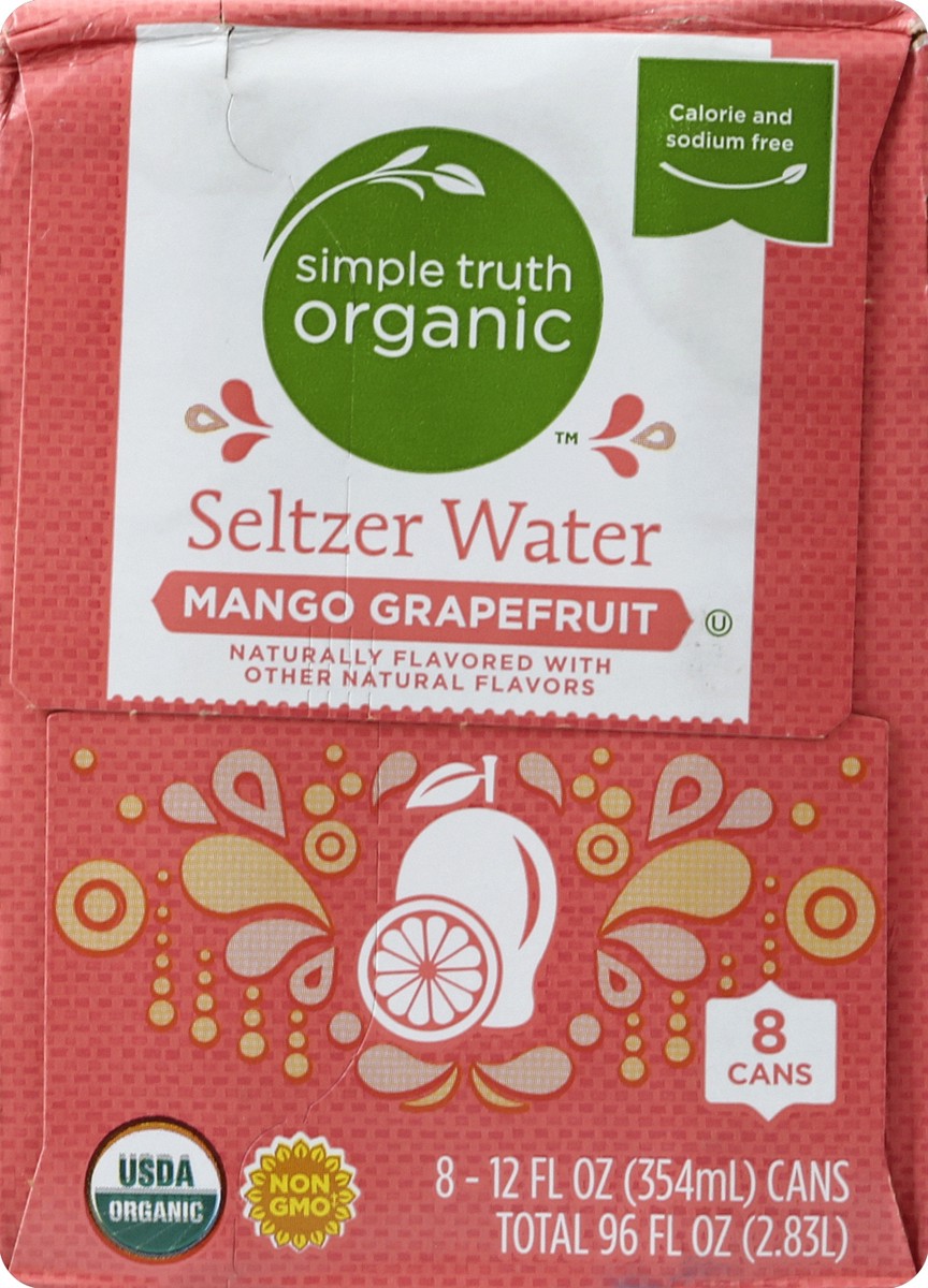 slide 2 of 4, Simple Truth Organic Mango Grapefruit Seltzer Water, 8 ct; 12 fl oz