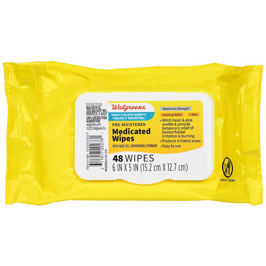 slide 1 of 5, Walgreens Pre-Moistened Medicated Wipes, 48 ct