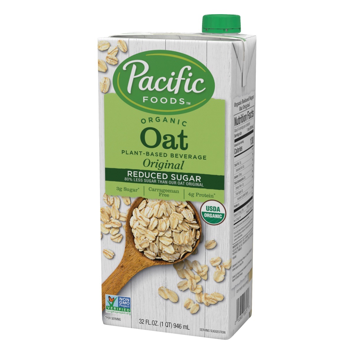 slide 3 of 9, Pacific Foods Organic Reduced Sugar Original Oat Beverage, 32 oz