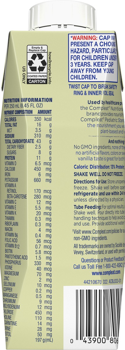slide 4 of 7, COMPLEAT Pediatric Standard 1.4 Vanilla 250 mL Tetra Pak Dream Cap, 8.45 fl oz