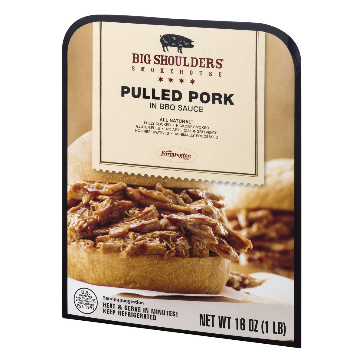 slide 8 of 12, Big Shoulders Smokehouse Big Shoulders pulled pork in BBQ sauce, 16 oz
