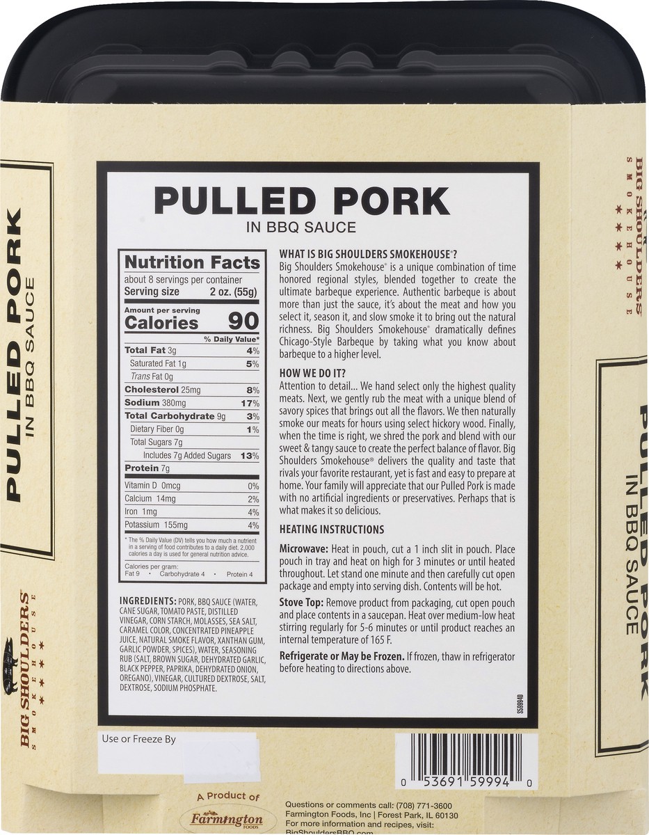 slide 12 of 12, Big Shoulders Smokehouse Big Shoulders pulled pork in BBQ sauce, 16 oz