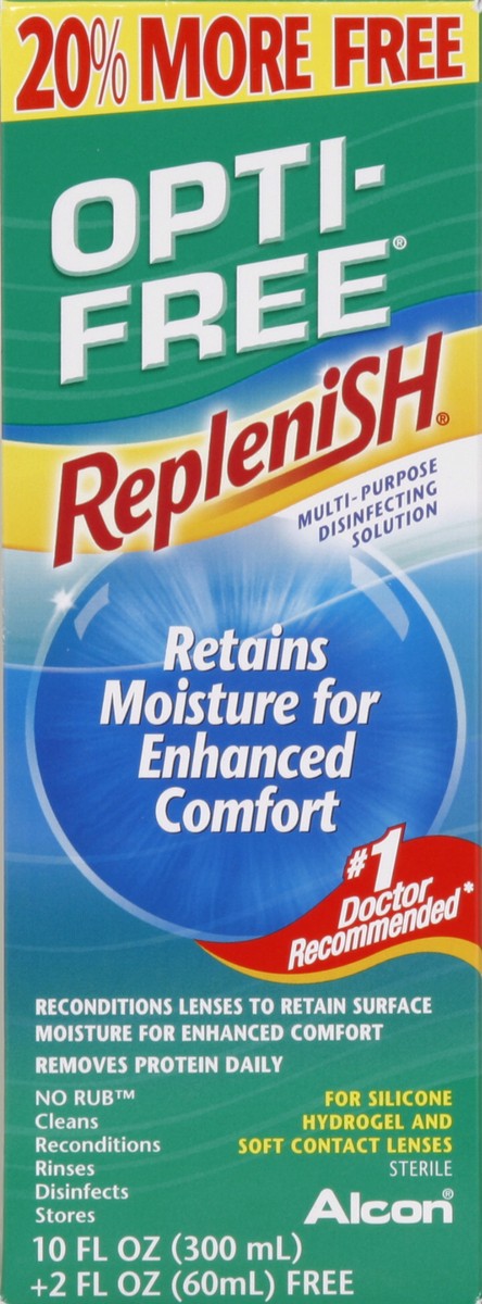 slide 2 of 4, Opti-Free Replenish Multi-Purpose Disinfecting Solution Enhanced Comfort, 10 fl oz