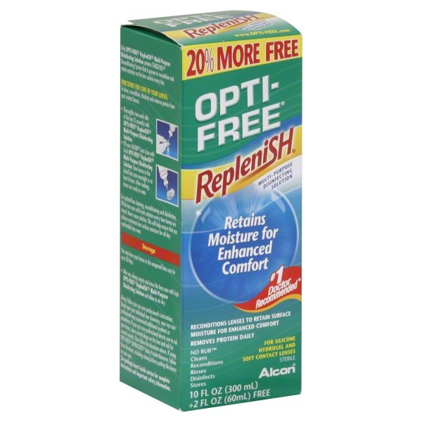 slide 1 of 4, Opti-Free Replenish Multi-Purpose Disinfecting Solution Enhanced Comfort, 10 fl oz