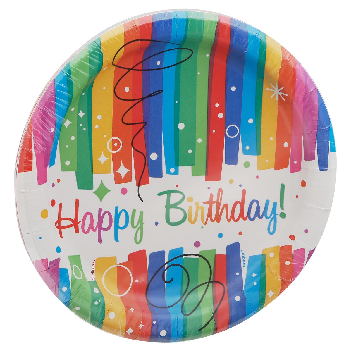 slide 2 of 9, Unique Rainbow Ribbons Birthday 6-3/4 Inch Plates 8 Count, 8 ct